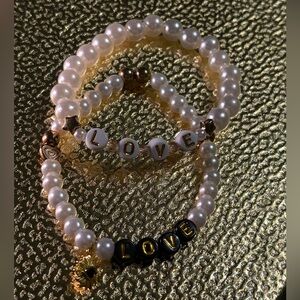 Pearl Gold Beaded Bracelet “Love”